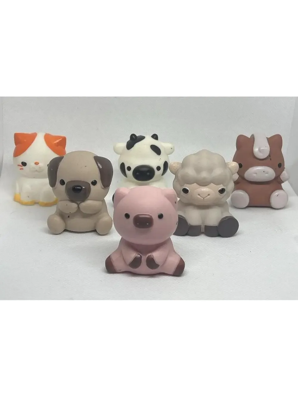 Set of 5 Cute Animal Figurines - Cat, Dog, Cow, Sheep, Horse